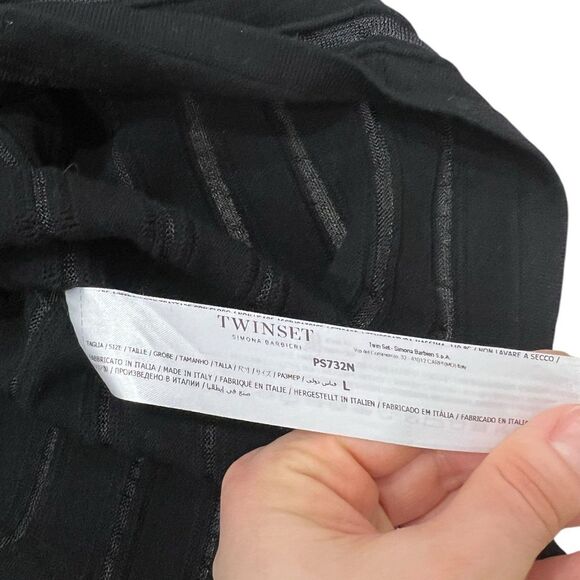 Twinset Milano Black Chevron Scalloped A-line Dress L - Picture 6 of 6